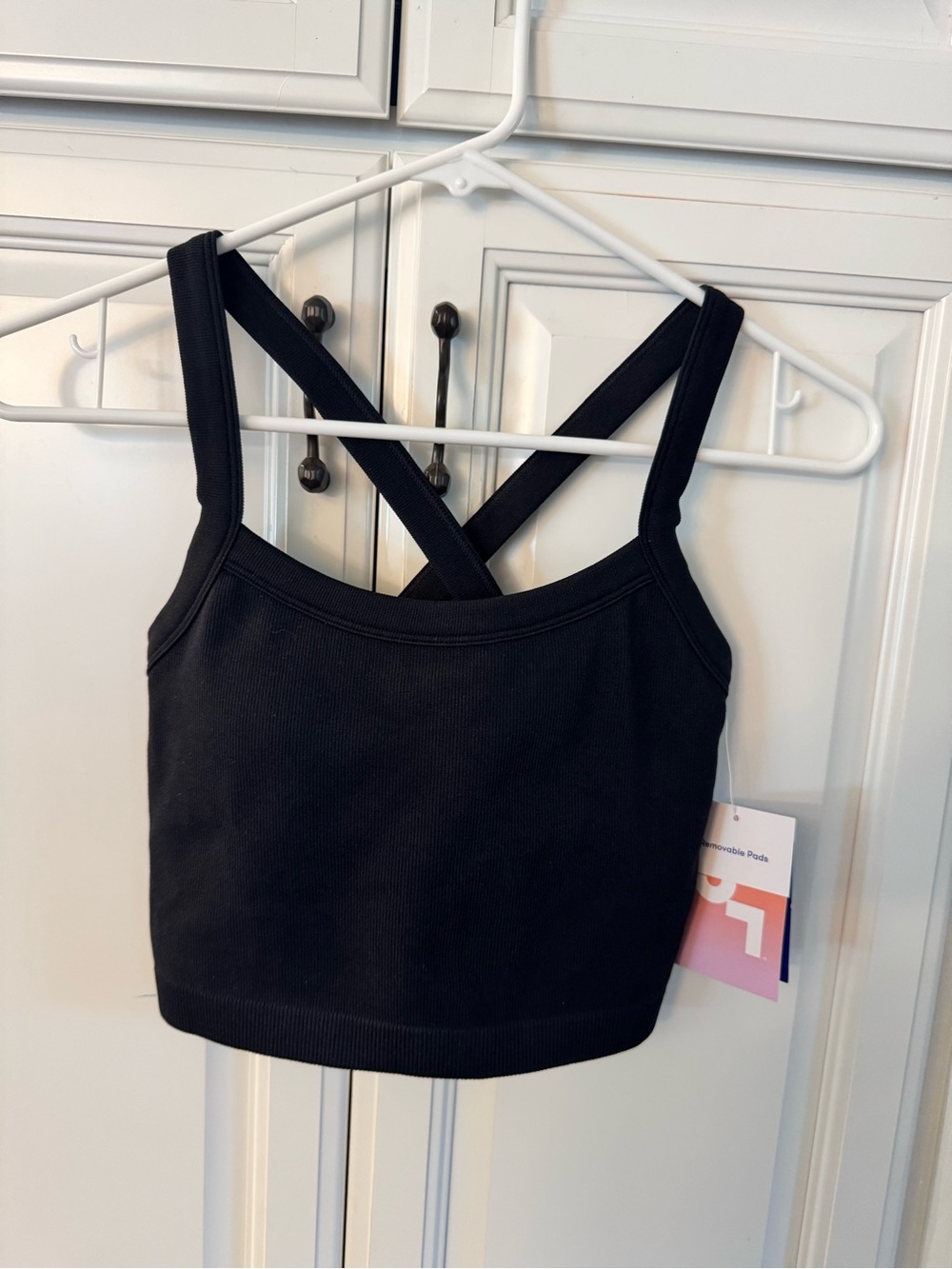 JoyLab Black Ribbed Crossback Crop Tank